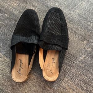 Free People Textured Black Loafers